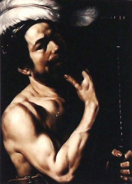 Louis Finson, Self-portrait as David, pose derived from Caravaggio's self-portrait, 1613, Musée des Beaux-Arts, Marseille