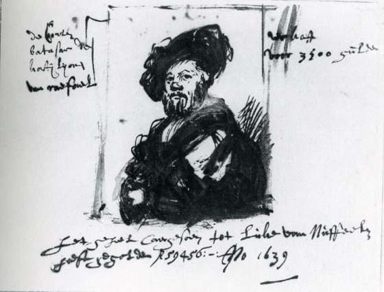 Rembrandt, Sketch of Raphael's Baldassare Castiglione, 1639