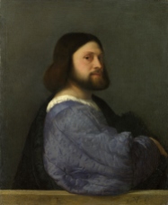 Titian, Man with Quilted Sleeve, long believed to be Ludovico Ariosto, ca. 1510, National Gallery