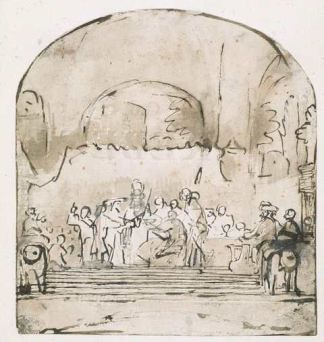 Depressed arch in Rembrandt's drawing as in Van Campen's original design