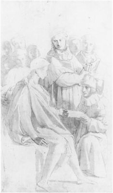 Raphael, preparatory study for the Pandects, Städelsches Kunstinstitut, Frankfurt, b/w image