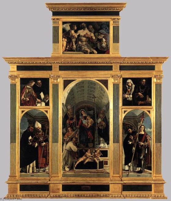 Recanati Poliptych. The original frame was lost as were the predellas, only one has survived in Vienna's Kunsthistorisches Museum. The current frame was made in 1912