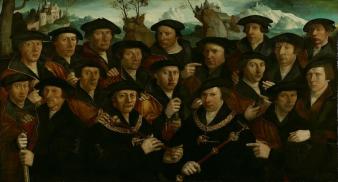 16. Division of the Kloveniers with two "kings", 1534, anonymous, oil on panel, 144x246 cm, Amsterdam Museum