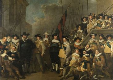 The Kloveniers civic guards of District in Amsterdam led by Captain Cornelis de Graeff and Lieutenant Hendrick Lauwrensz Jacob Adriaensz Backer (1642), oil on canvas, 367x511 cm, Rijksmuseum