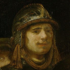 Claes van Cruijsbergen (1613-1663), merchant and grocer, in the Night Watch, wearing a helmet with fantasy decorations